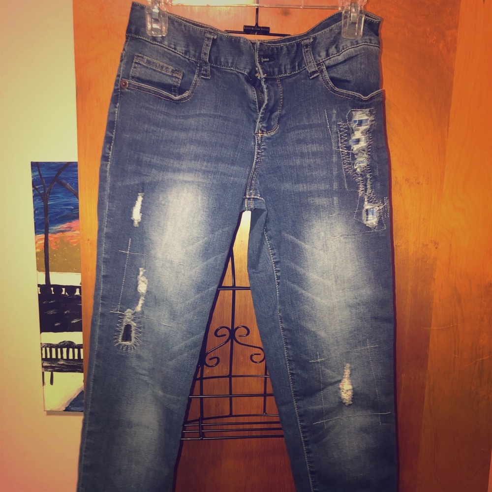 Denim cropped length jeans